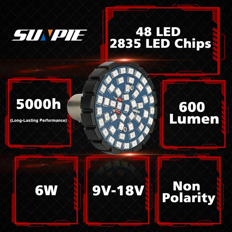 SUNPIE Motorcycle LED Turn Signal Lights 1157 Bullet Style Rear Blinker LED Light Compatible with Harley Touring Dyna Softail Sportster Street Glide Road Glide Iron 883, Dual-Element - Image 2